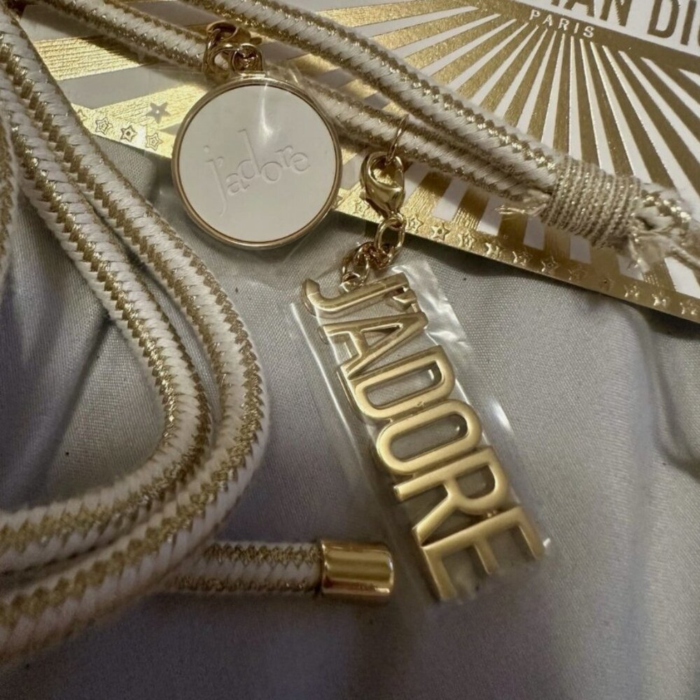 🎅🏽 Dior J’Adore Phone Case Lanyard Strap Key Ring Charm Gold and White - Picture 6 of 10